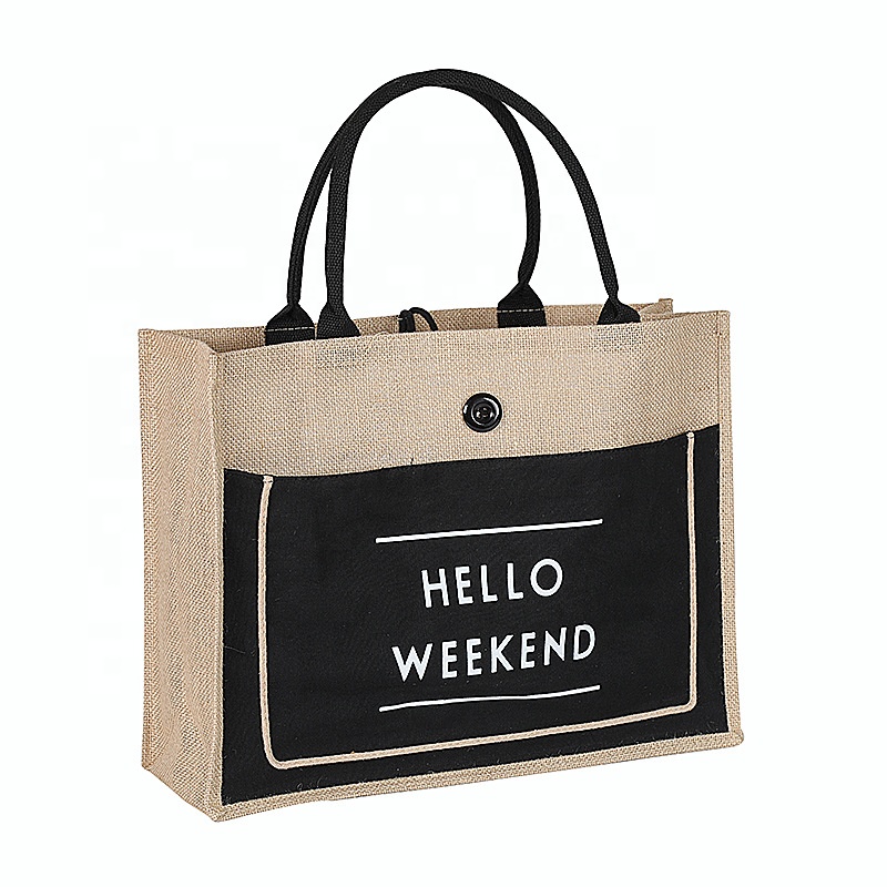 Durable Big Jute Embroidered Bag For Beach With Customized Logo3