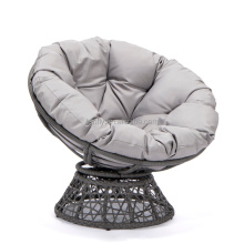 360 Degree Rattan Wicker Papasan Chair with Cushion for Patio Garden