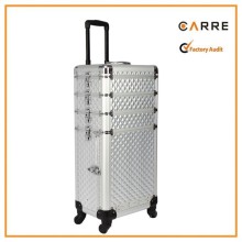large professional aluminum beauty cases on wheels