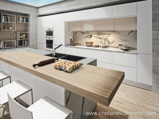 Modern Luxury High Gloss Marble Contemporary Kitchen Cabinet