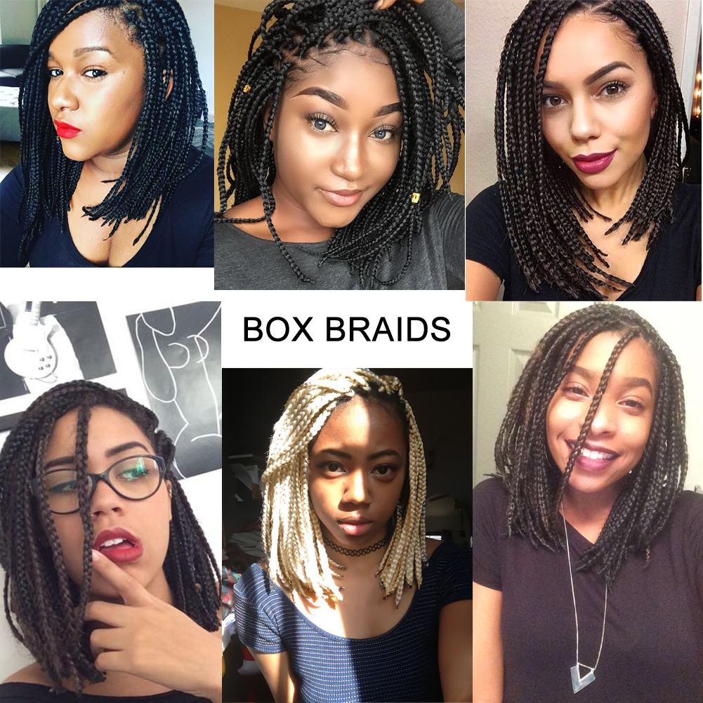 Hot sell box braids hair synthetic hair waves 14 inch 22 strands crochet box braids