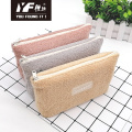 Popular simple color embroidery partysu pu pencil case