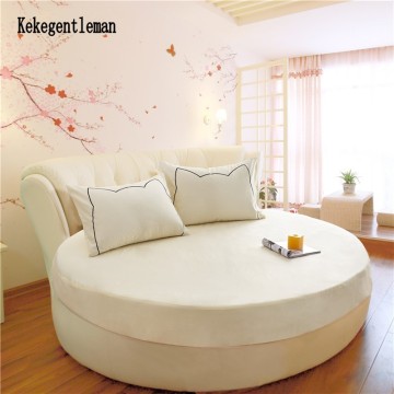 100% Cotton Round Fitted Sheet Romantic Solid Color Round Bed Sheet Bedding Set Mattress Cover Topper 200cm 220cm Themed Hotel