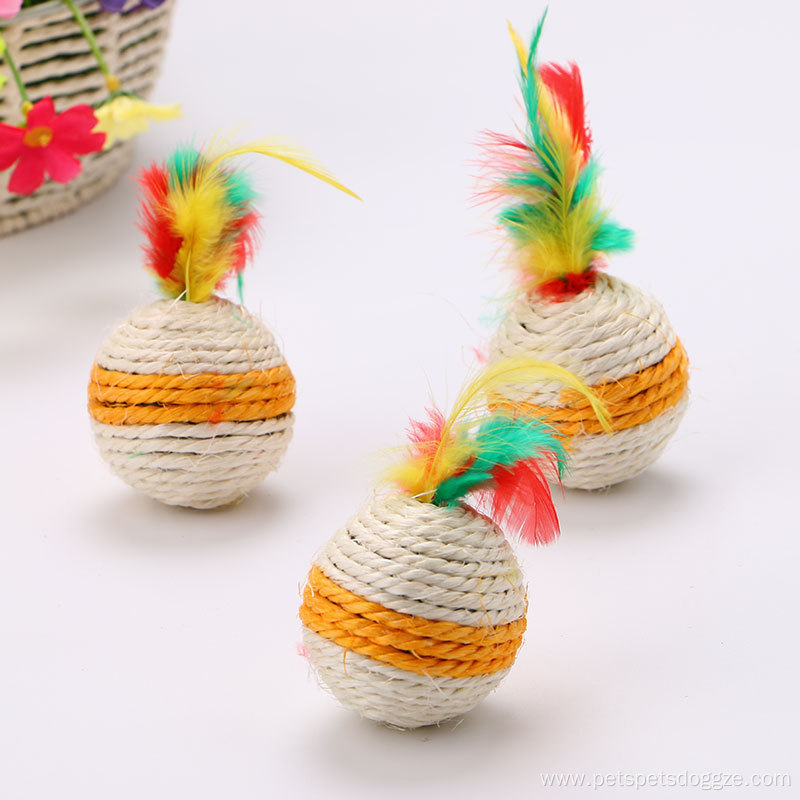 Cat Ball Toys Pet Claws Toys With Feather