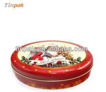 fancy oval christmas tin box