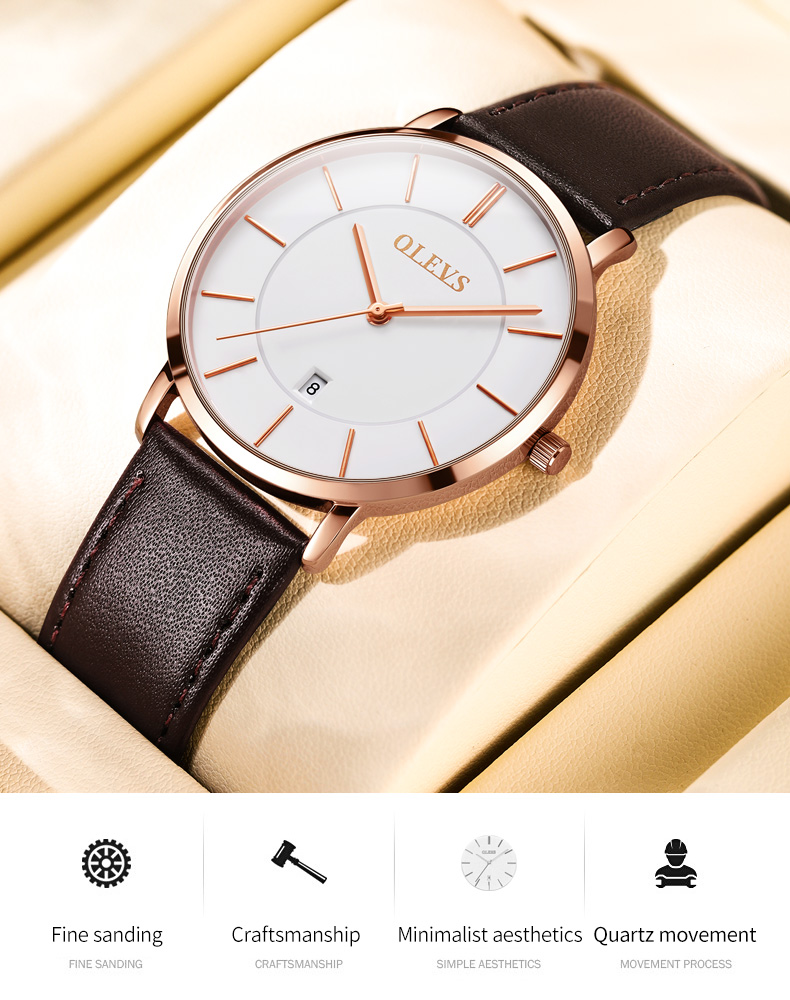 2021 Cheap OLEVS Men Quartz Luxury Minimalist Watches Week And Date Chronograph Sports Watch  Leather Strap Men's Watch For Men