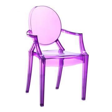 Modern kristal pc plastik hayalet kol dayama parti sandalyesi