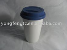 YF11009 ceramic coffee mug with silicon lid