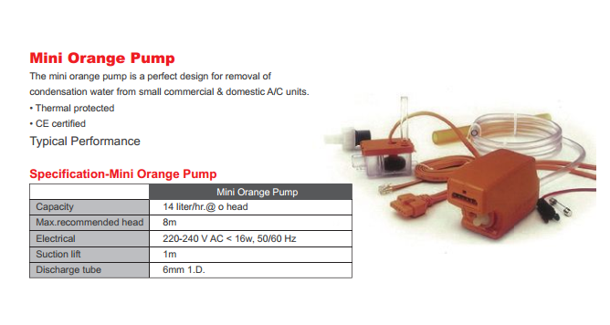 condensate removal pump/ water pump (PC-12C, PC-36C PEARL SPRING SERIES)