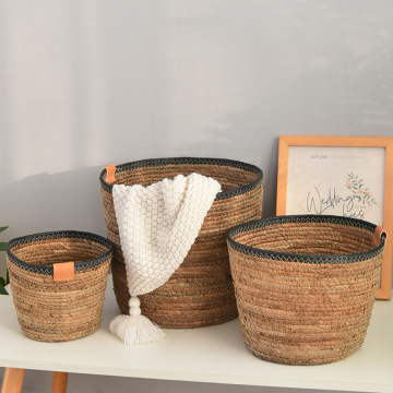 Laundry Room Straw Storage Basket for Balcony