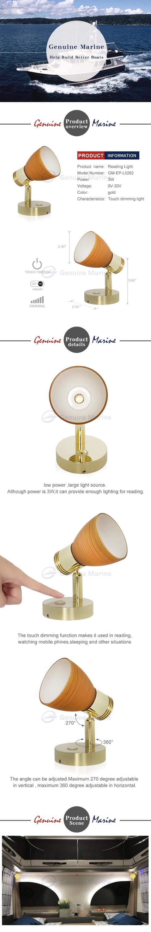 Genuine marine European Quality Boat Marine Wall Surface Mounted Lamp Touch Dimming Spot LED Reading Light