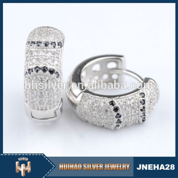 Alibaba express direct wholesale fashion micro pave cz 925 sterling silver bali hoop earrings