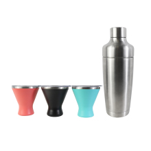 Cocktail Shaker Set with Insulated Glasses & Margarita Mixer