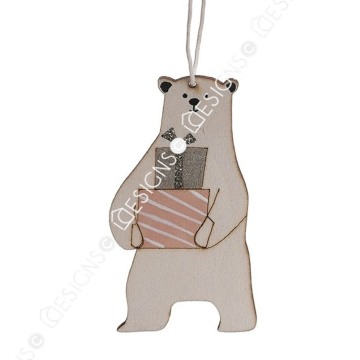Hanging Ornaments Bear Wood DIY Crafts Cutouts Wooden Bear Shaped Manufactory