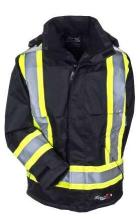 Men's High Visibility Hooded Black Safety Jacket