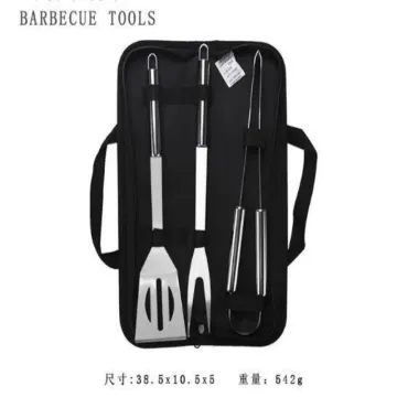 More Choices 3 Pieces Stainless Steel Barbecue Fork Spatula Clip Shovel BBQ Tool Set