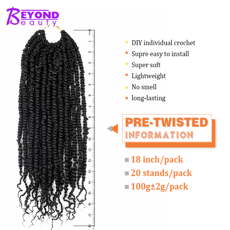 cheap Passion Spring Twists Hair Synthetic Crotchet Hair Extensions Pre looped Fluffy Twists Braiding Hair Crochet Braids Fiber