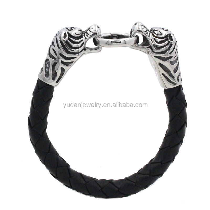 Yudan Custom Stainless Steel Bracelet Leather Tiger