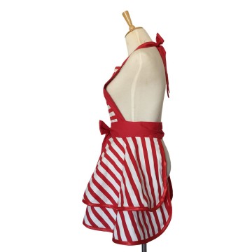 100% cotton black and white striped apron