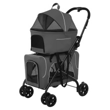 Foldable 3-in-1 Pet Stroller: Double Layer Carrier & Detachable Dog Cat Stroller
