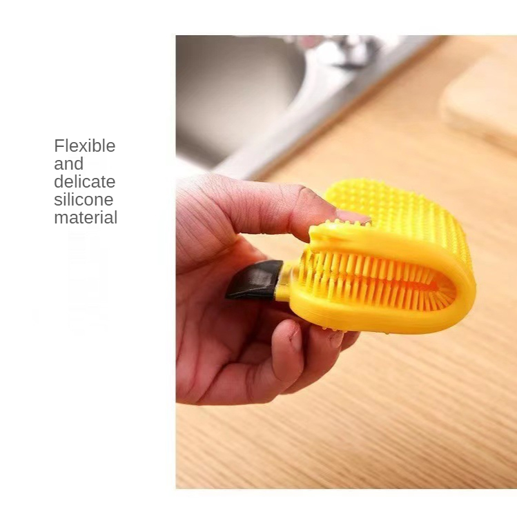 Kitchen Cleaning Tool Sponge Brush Silicone Dish Bowl Cleaning Brush Washing Pan Dish Bowl Sponge Scraper With Soap Dispenser