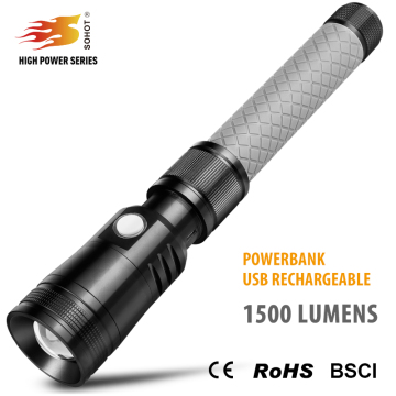 Power bank Flashlight with USB rechargeable flashlight high power 1200lm flashlight
