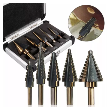 HOT SALE 5st Set Inch Round Shank Straight Flute HSS Step Drill Bit For Metal