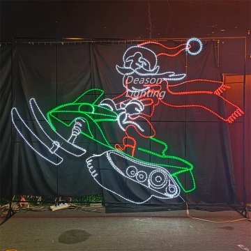 Snow Mobile Santa Christmas Rope Light Silhouette