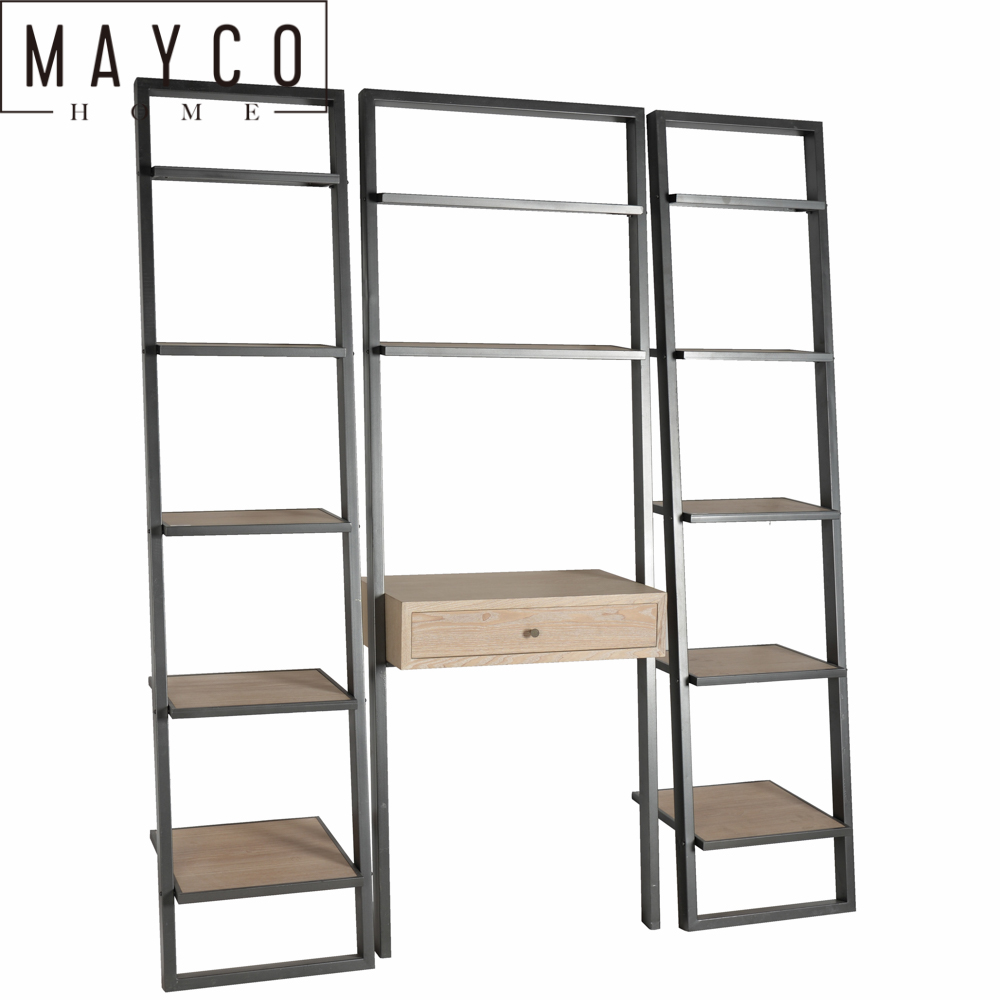 Mayco Desk Plus Narrow Bookshelf Set Display bookcase Ladder Shelf