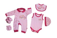 Wholesale 2016 Summer Knitted Baby Apparel 6 Pcs Fashion Cotton Clothing Sets for Newborn Baby Grils