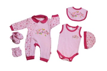 Wholesale 2016 Summer Knitted Baby Apparel 6 Pcs Fashion Cotton Clothing Sets for Newborn Baby Grils