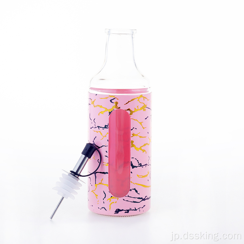 手頃な価格のピンクの大理石のプラスチックグラスオイルボトル