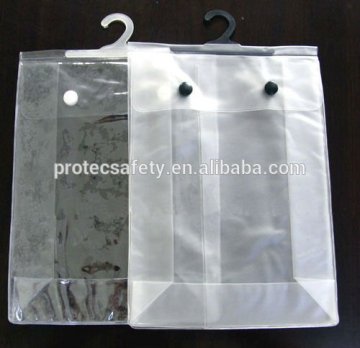 PVC hook bags, promotional plastic bags with button