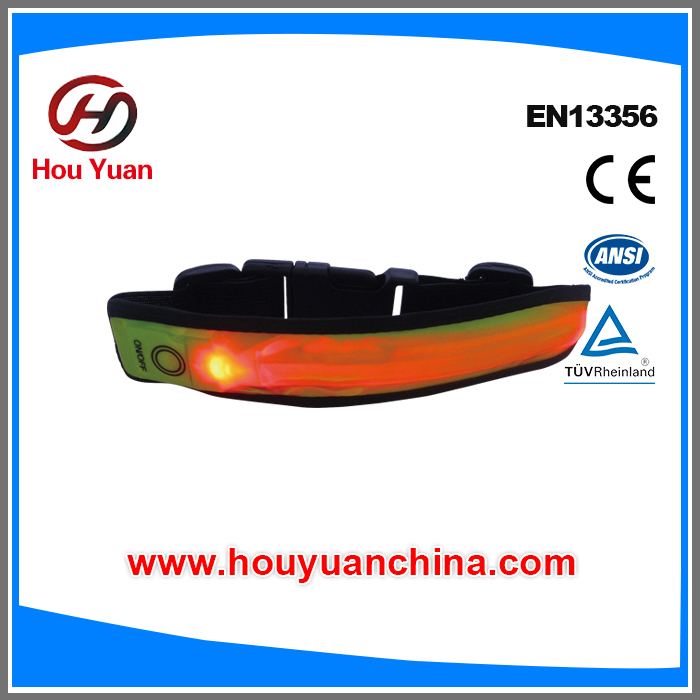 CE EN 13356 Led Reflective gesture control Armband Sport, 4pcs Led light and battery recycle, Different colour PVC can be custom