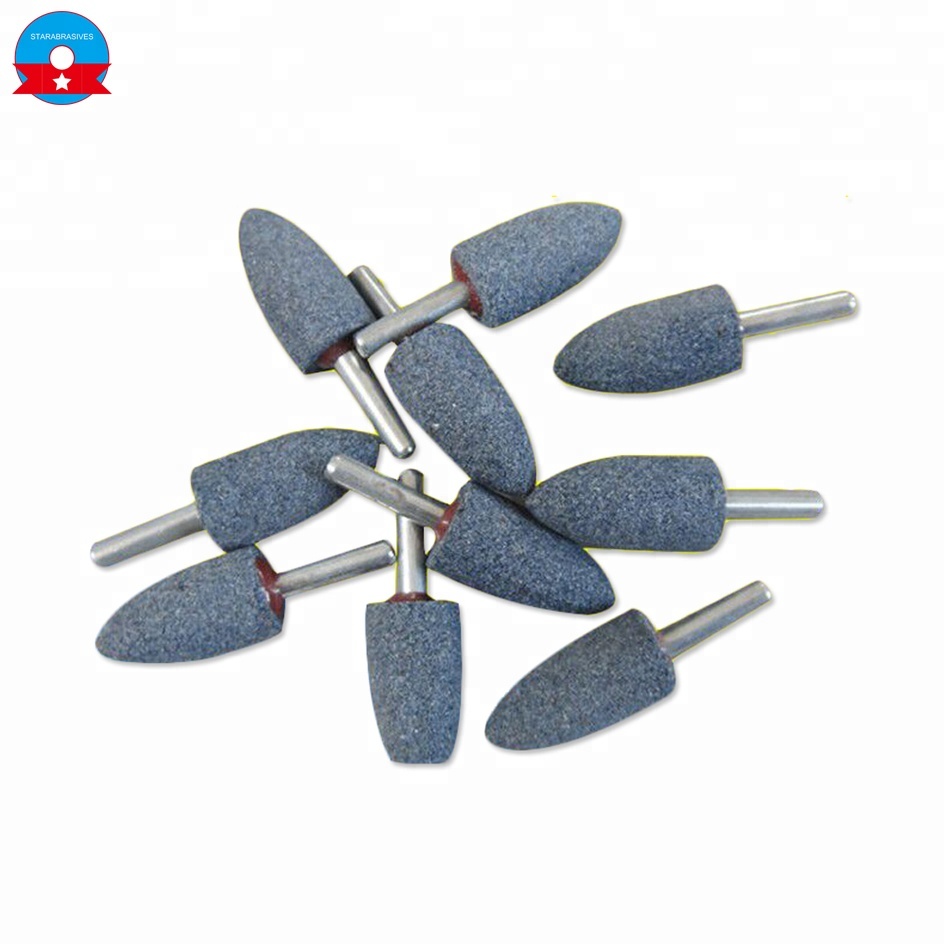 Straight Shank Conical Shaped Head Mounted Abrasive Grinding Head Points Stone