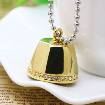 18K gold Christmas bell small bell with crystal