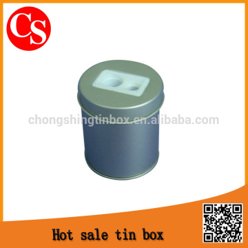 round tin pencil sharpener box