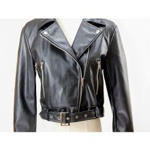 Women's Autumn and Winter Black Faux Leather Jacket