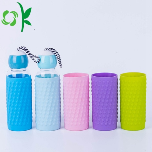 Funda taza de silicona para botella de cristal bebida