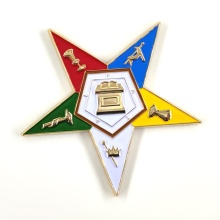 Custom Metal Craft 3 O.E.S Logo Gold Order of the Eastern Star Masonic Car Emblem for Auto