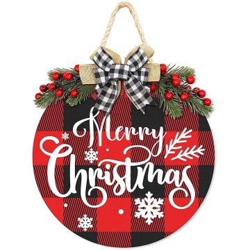 Merry Christmas Buffalo Plaid Hanging Sign