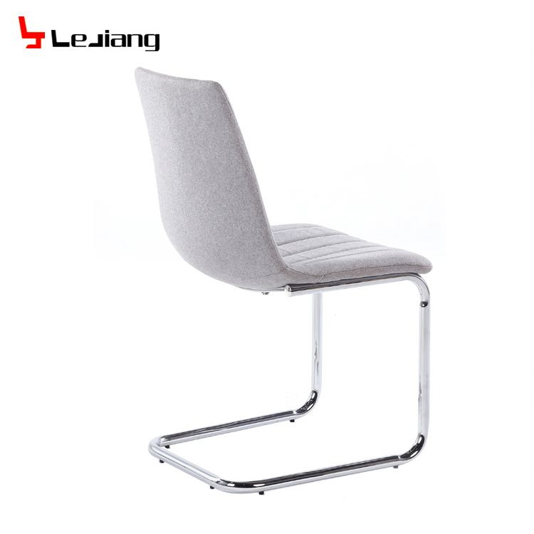 Free Sample Big Gray Malaysia Armrst Light Beige Chromed Leg Fabric Dining Chair With Fabric Ca117 Chaise Lounge Chair Dining