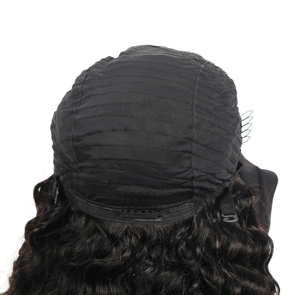 Full Cuticle Deep Curly Headband Wigs Human Hair GlueLess None Lace 10A Virgin Peruvian Head Band Human Hair Wigs