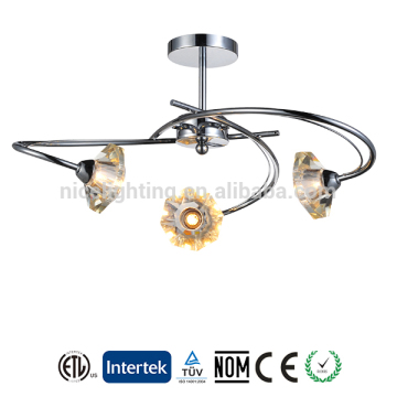 Deluxe crystal shade home semi ceiling light, high quality deco lighting.