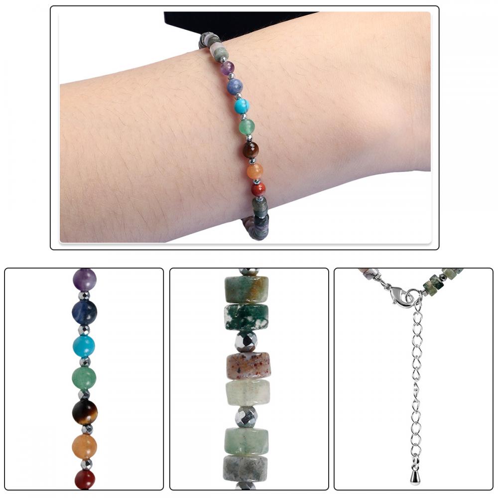 7 brazalete de meditación de yoga de chakra reiki curación de piedra cristalina doble capa natural de piedra de piedra preciosa para mujeres hombres