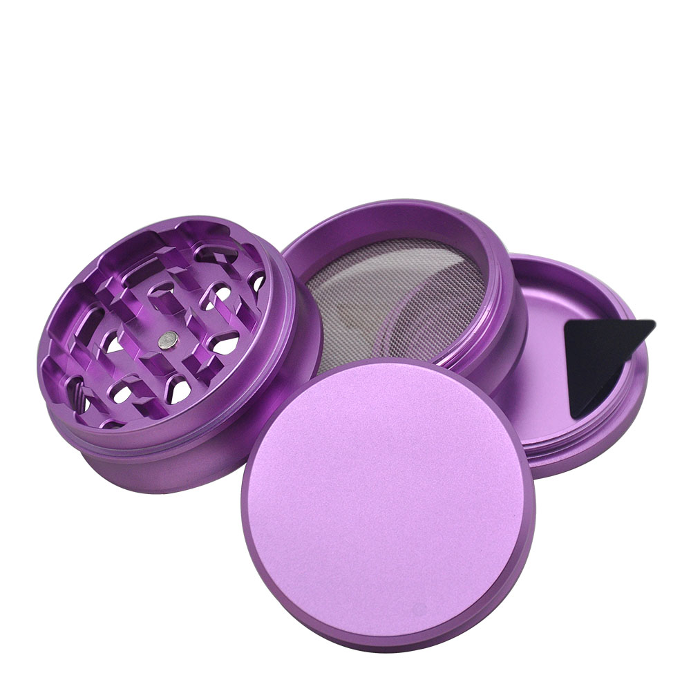 Aircraft Aluminum Sifter 63MM 4 Piece Weed Grinder Herb Grinder With Sharp Teeth Herb crusher custom logo smoking accessories