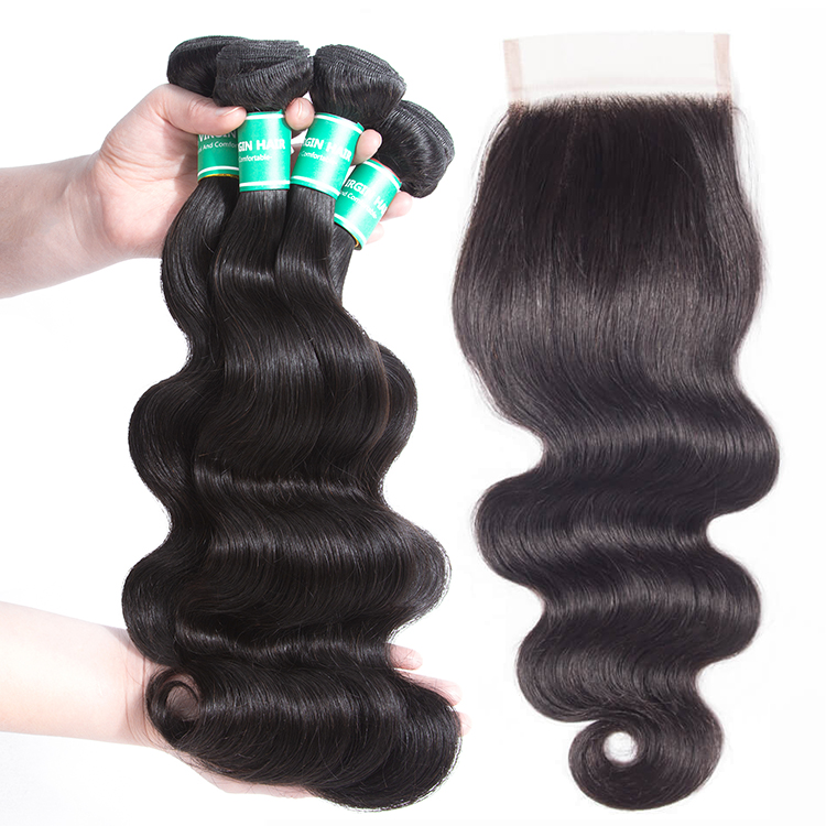 9A 10A Grade Mink Brazilian Virgin unprocessed body wave Hair bundlese with Lace Closure