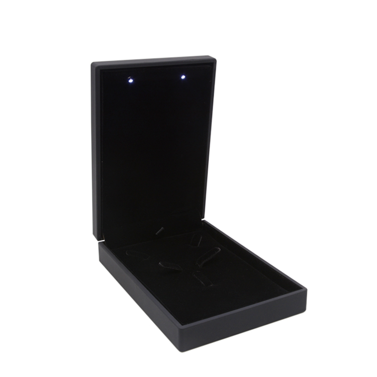 Custom high quality black velvet jewelry boxes Packaging box with LED light