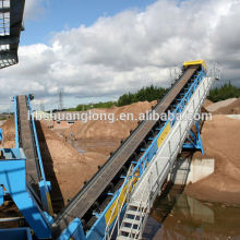 Industrial rubber band conveyor system for bulk materials handling