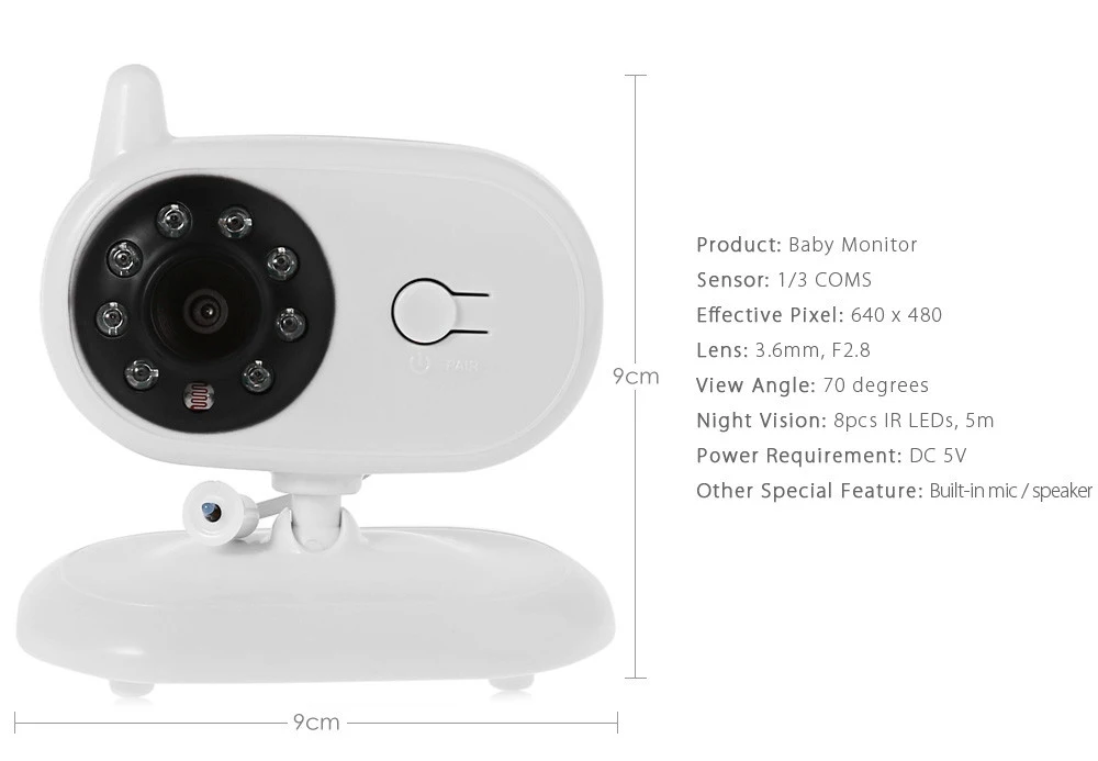 3.5inch LCD Screen Wireless Digital Baby Monitor Two Way Audio Video Baby Products Night Vision Lullaby Infant Camera